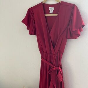 Nicole Miller Satin Faux Wrap Hi-lo Maxi Dress